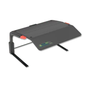 Grey and black Rain Shelter for Buddy and Chomper robot lawn mowers. This shelter keeps your mowers in peak condition regardless of the weather.